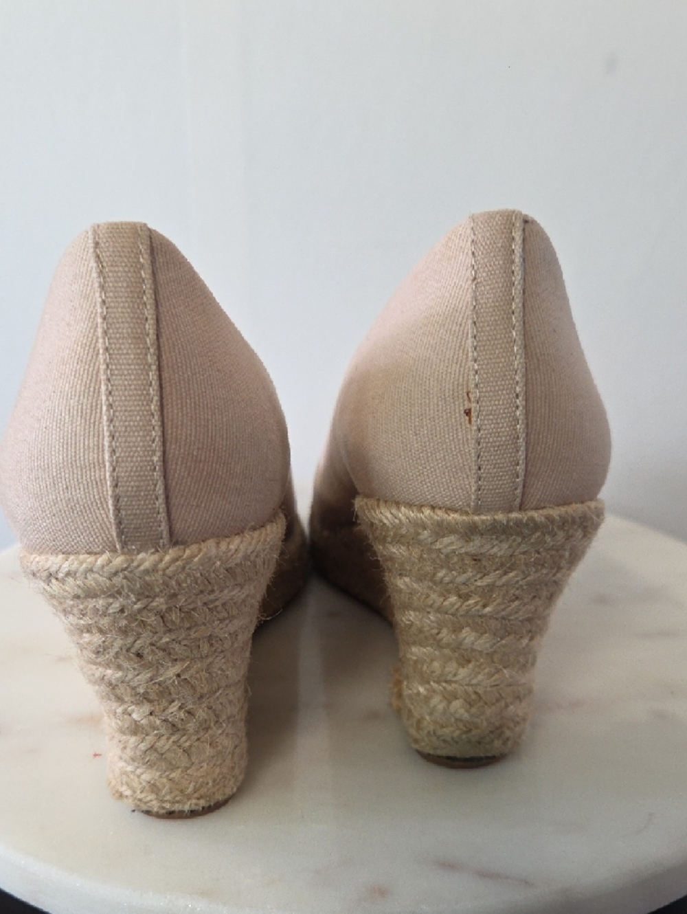 J. Crew Beige Canvas Espadrille Wedge Pumps Size 7.5 - Picture 4 of 7